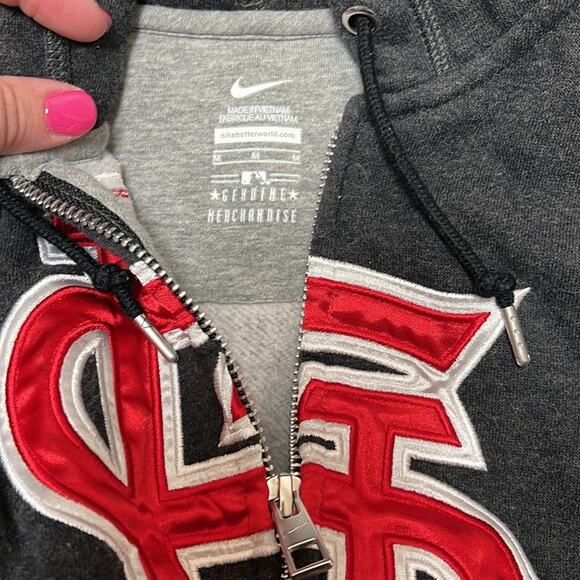 Nike MLB Gray Cardinals Zip Up Hoodie Boy's Size Medium - Picture 5 of 6
